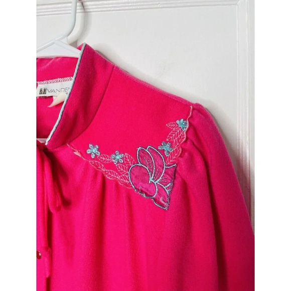 Vtg Vandemere Nightgown M House Dress Floral Embroidered Soft Long Sleeve Retro - Picture 4 of 9